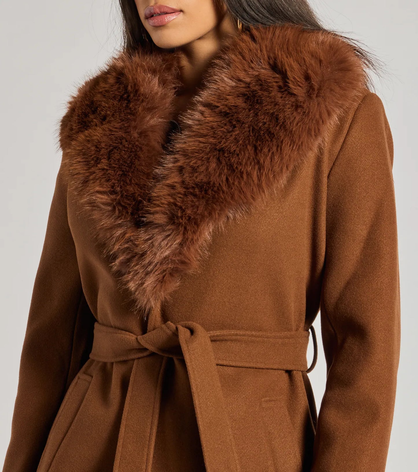 Lavish Layers Faux Wool Trench Coat