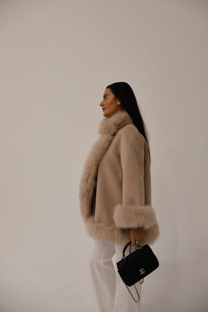 Fur Collar & Cuffs Cashmere Coat