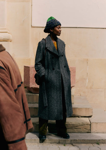 Amara | Wool Herringbone Belted Coat